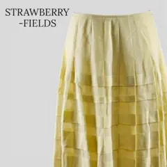STRAWBERRY-FIELDS プリーツスカート ひざ丈 イエロー
