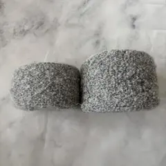 【引き揃え糸素材】ループヤーン グレー 2玉セット ナチュラル ハンドメイド