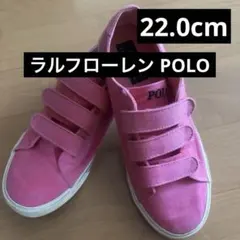 22.0cm ラルフローレン POLO ピンク ベルクロスニーカーのサムネイル