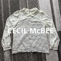 CECIL McBEEアイボリー 花柄刺繍 長袖ブラウス Mサイズ　オフィス