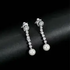 3/15まで半額】美品 真珠　イヤリング　垂れ下がり　クリップ　エレガント