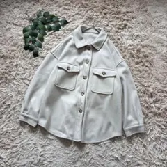 5302❃グレイル❃シャツジャケット【L】ベージュ系/メルトン/オーバーサイズ