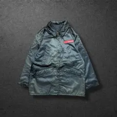 USA製ワークジャケットLナイロンボックスロゴ中綿キルティングミドルハーフコート