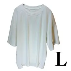 新品タグ付　メンズ tシャツ 半袖 五分袖 無地 ゆったり カットソー L 白のサムネイル