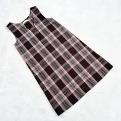 Feroux フェルゥ レディース ワンピース ひざ丈 Vネック チェック柄 M