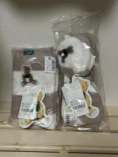 スターバックス　ジェラートピケ　刺繍ボーダーソックス　ヘアバンド　モカベージュ