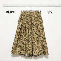 0009 ROPE フラワープリントアシメヘムタックスカート 36サイズ
