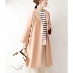 【美品】Spick & Span ダブルクロス ノーカラーコート 38 ピンク