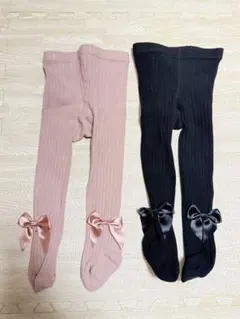 リブ編みベビータイツ 2色セット