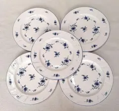 Noritake クラフトーン青い花柄ケーキ平皿（5枚セット）廃盤品　希少