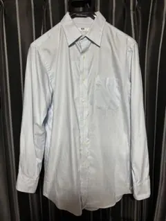 ユニクロ　水色 ストライプ Mサイズ 長袖ワイシャツ