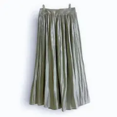 アールピーエス 消しプリーツサテンスカート ウエストゴム ミントグリーン 春服のサムネイル