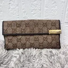 GUCCI GGキャンバス Wホック ロゴプレート 長財布 アイボリー - メルカリ
