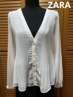 ZARA ピンクプリーツブラウス 長袖