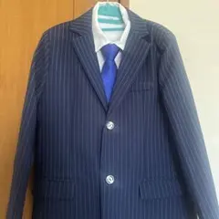 キッズ　フォーマルスーツ　ネイビー ストライプ 150