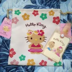 日焼け　Hello Kitty 巾着　カードホルダー　セット　日焼けキティ