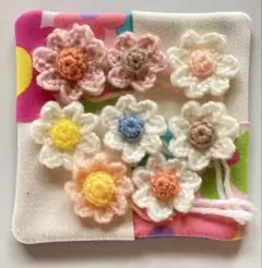花モチーフ ヘアゴム　ヘアクリップに使える　8個セット　ハンドメイド