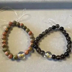 天然石　ブレスレット　干支 馬　ユナカイト　スモーキークオーツ