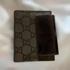 美品GUCCI ６リング　システム手帳　GG柄キャンバス　ブラウン