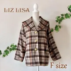 【美品】ビックカラーチェックコート［LIZ LISA］【Free】ブラウン系のサムネイル