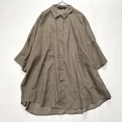 美品✨ミズイロインド 洗える リネン混 ドルマンスリーブ チュニック 