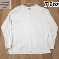 グッドウェア ヘンリーネック 長袖tシャツヘビーウェイト肉厚 XL 白ロンTのサムネイル