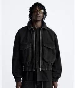 ZARA キルティングデニムジャケット 42