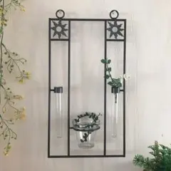 アンティーク調　アイアン フラワーベース　一輪挿し　壁掛け　壁飾り　試験管花瓶