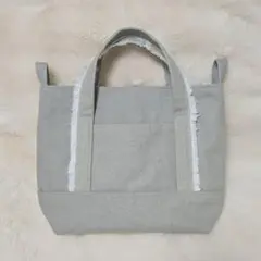 ミニ　トートバッグ　グレー　ハンドメイド
