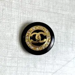 ヴィンテージ ボタン 1個 ゴールド×ブラック デザインパーツ