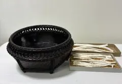 未使用 茶道具 唐物写六角 炭斗 炭入 炭点前 茶席 竹細工 竹編 元箱 未使用 茶道具 唐物写六角 炭斗 炭入 炭点前 茶席 竹細工 竹編 元箱
