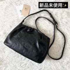 新品✨IL BISONTE イルビゾンテ　レザーショルダーバッグ　ブラック
