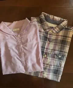 persodea 薄紫シャツとチェック柄シャツ2枚セット　春物