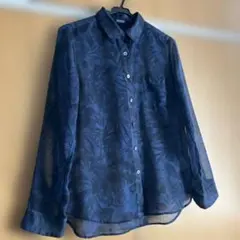 JOURNAL STANDARD リーフ柄 シアーシャツ 長袖 ネイビーのサムネイル