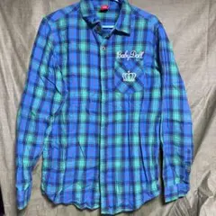BABY DOLL 長袖シャツ M 青緑チェック