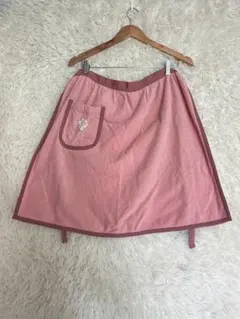 Hotman ホットマン　エプロン　ピンク　花柄刺繍　ポケット付きのサムネイル