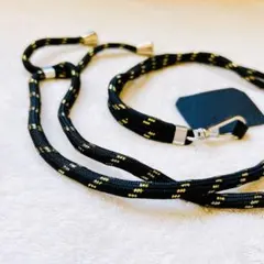◯30%OFF⭐️スマホストラップ 首掛けストラップ ブラック ゴールド