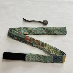 三重紐　緑系寄せ柄