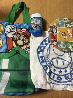 スーパーマリオおしぼり、プラスチック皿、ナイロンバッグ