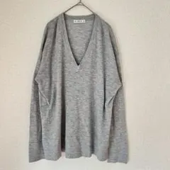 ZARA ザラ Vネック 長袖 薄 ニット調 セーター グレー Lサイズのサムネイル