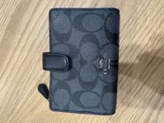 【美品】COACH ミディアム コーナージップ ウォレット シグネチャー 黒