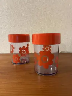 昭和レトロ プラスチックキャニスター 小物入れ 2連ケース スペース