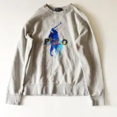 ラルフローレン トレーナー ビッグポニー ペイント柄 杢グレー レディースS〜M