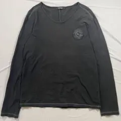 【O4】BURBERRY BLACK LABEL ロゴワッペンロンTサイズ２ 黒