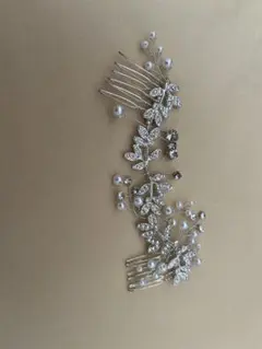 ウェディング ヘッドドレス シルバー