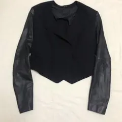 theoryluxe 異素材ジャケット　山羊革ストレッチ素材　ショート丈のサムネイル