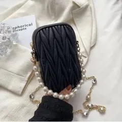 【美品】スマホポーチ　ショルダーバッグ　パール