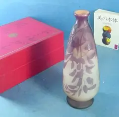 証明書】 エミール ガレ 特大 蜻蛉文 花器 花瓶 技法スフレ 被せガラス