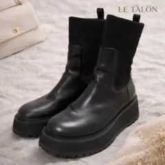 LE TALON ルタロン サイドゴア ソックスブーツ 厚底 L ブラック