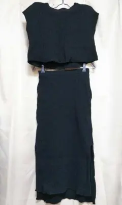 ◆69 極美品 未使用 レア セットアップ カットソー ロング丈 スカート 黒